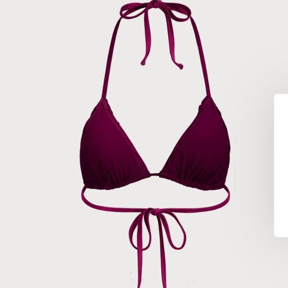 NWT BERLOOK burgundy ruched bikini top Size Small - Picture 4 of 7